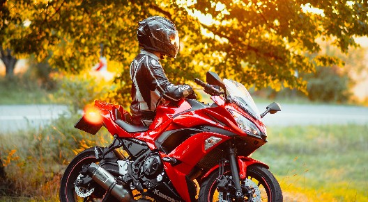 person leaning against motorcycle